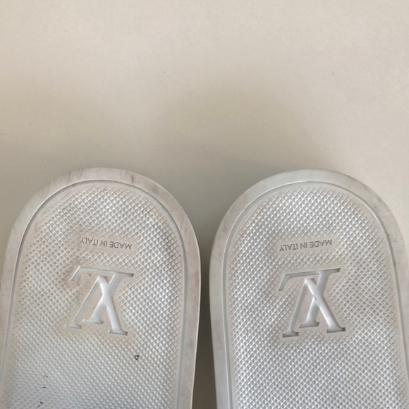 Louis Vuitton Mens White Open Toe Beach Slip-on Slide Sandals Size 7 W/ Coa